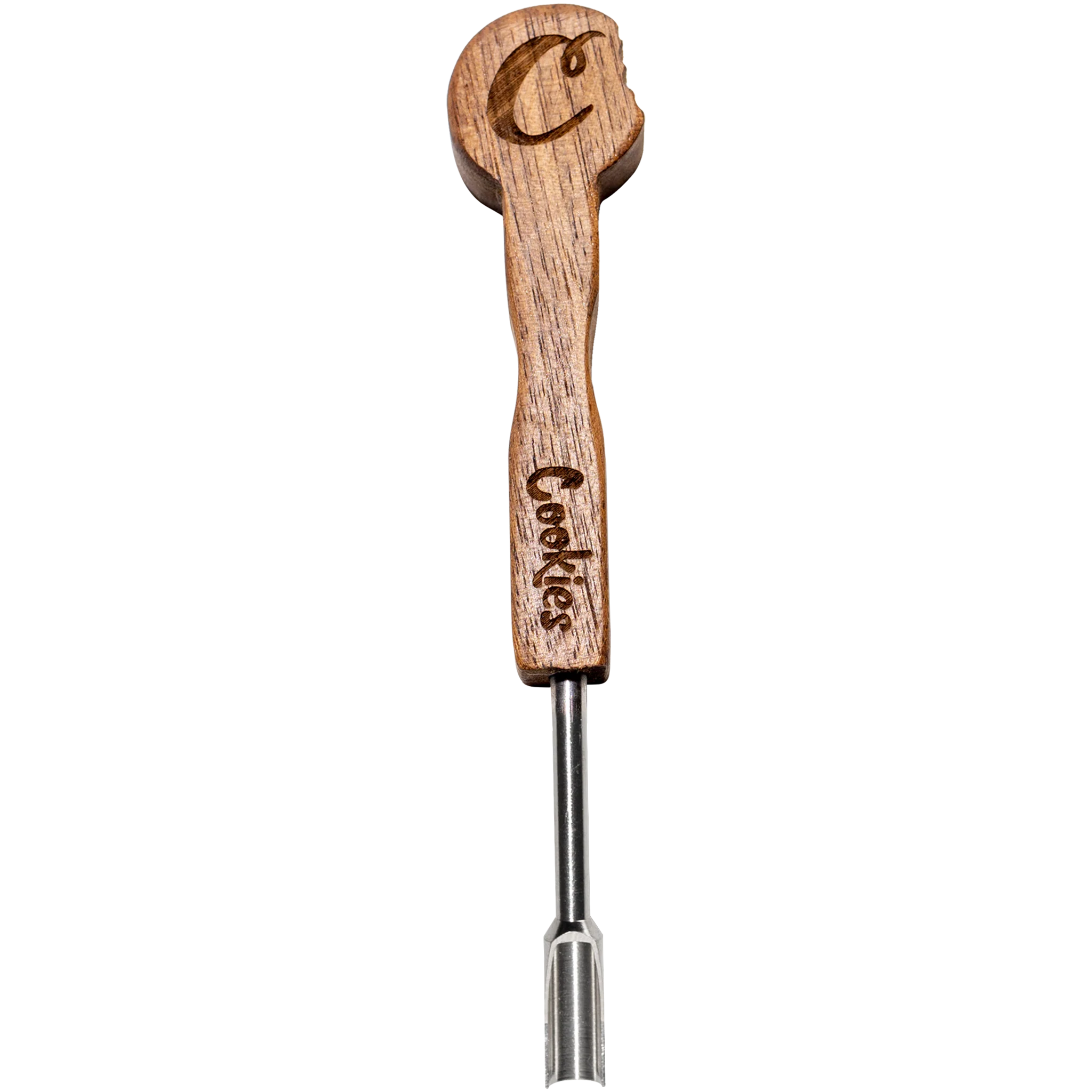 A close-up, angled view of the Cookies Wax Tool, featuring a metallic tip and wooden handle. A close-up, angled view of the Cookies Wax Tool, featuring a metallic tip and wooden handle.