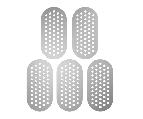 A close-up, top-down view of the G Pen Dash+ Mouthpiece Filter Screens 5-Pack, showing the five circular filters against a plain white background. A close-up, top-down view of the G Pen Dash+ Mouthpiece Filter Screens 5-Pack, showing the five circular filters against a plain white background.