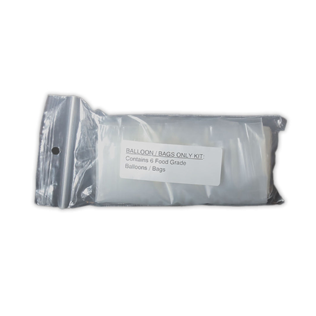 Front view of the Desktop Vaporizer Replacement Parts sealed in a clear plastic bag, showing the components inside. Front view of the Desktop Vaporizer Replacement Parts sealed in a clear plastic bag, showing the components inside.