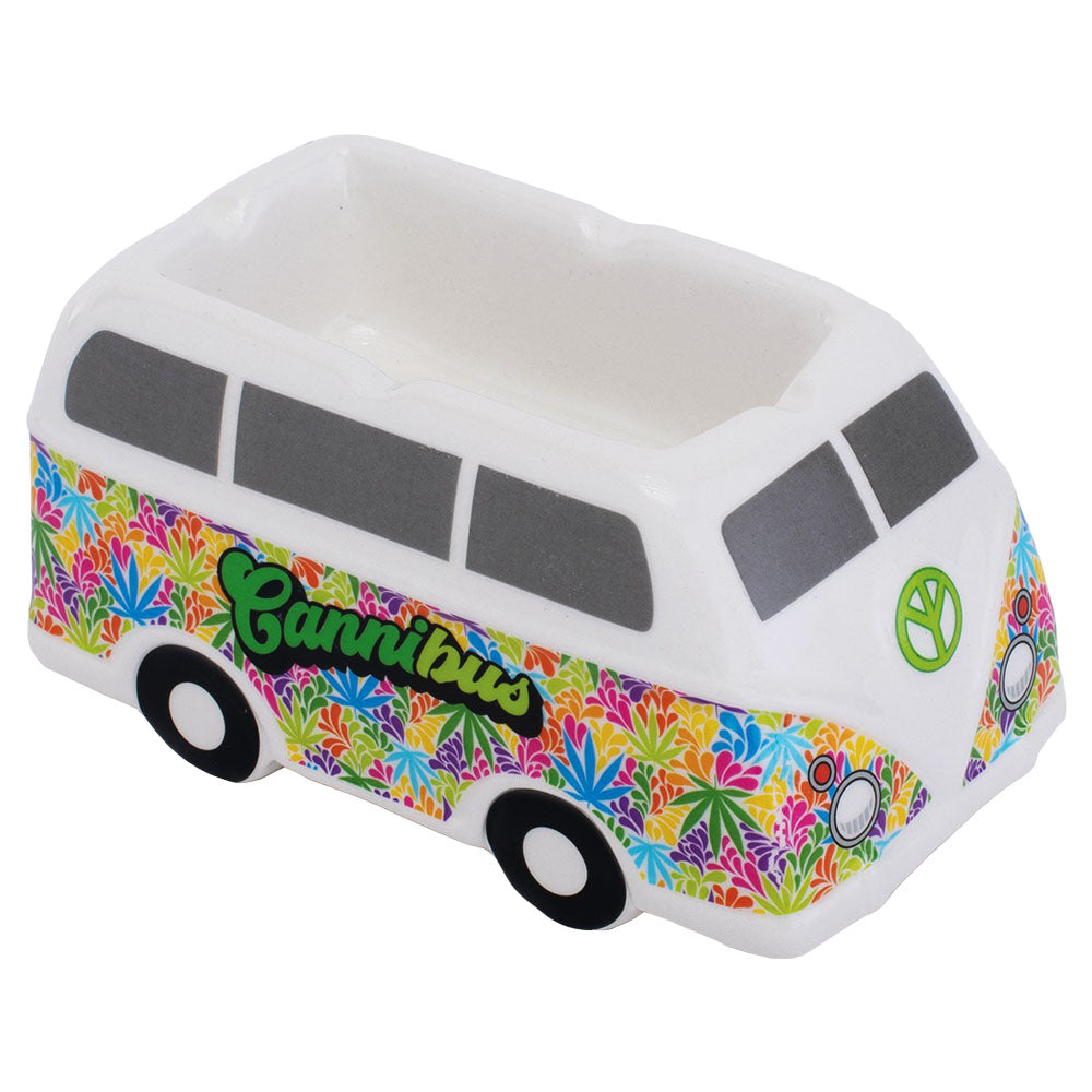 Front view of the Hippie Bus Ceramic Ashtray, showcasing a colorful, detailed ceramic design resembling a vintage van. Front view of the Hippie Bus Ceramic Ashtray, showcasing a colorful, detailed ceramic design resembling a vintage van.