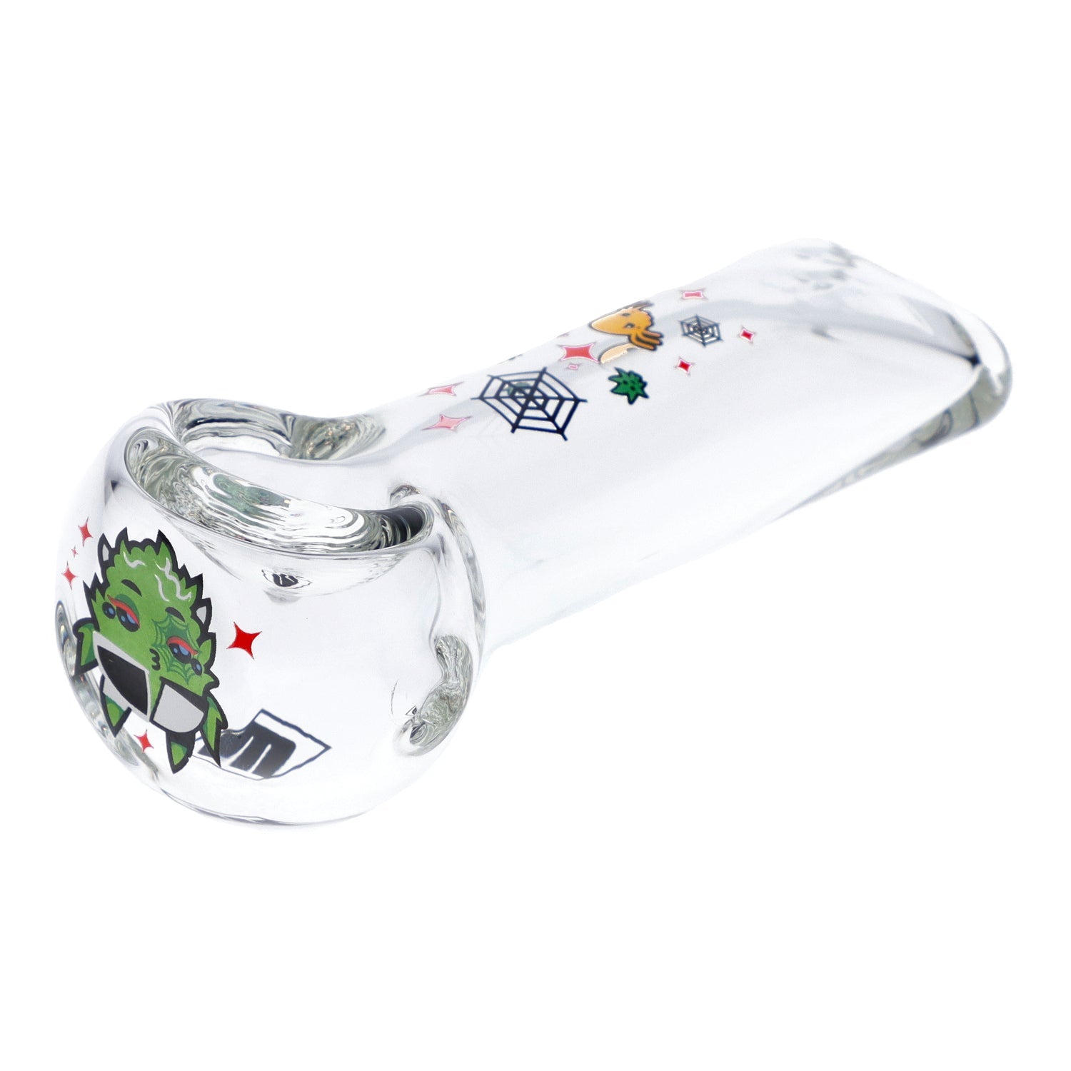 A clear, front view of the 4" White Widow Hand Pipe shows its smooth, curved design against a plain white background. A clear, front view of the 4" White Widow Hand Pipe shows its smooth, curved design against a plain white background.
