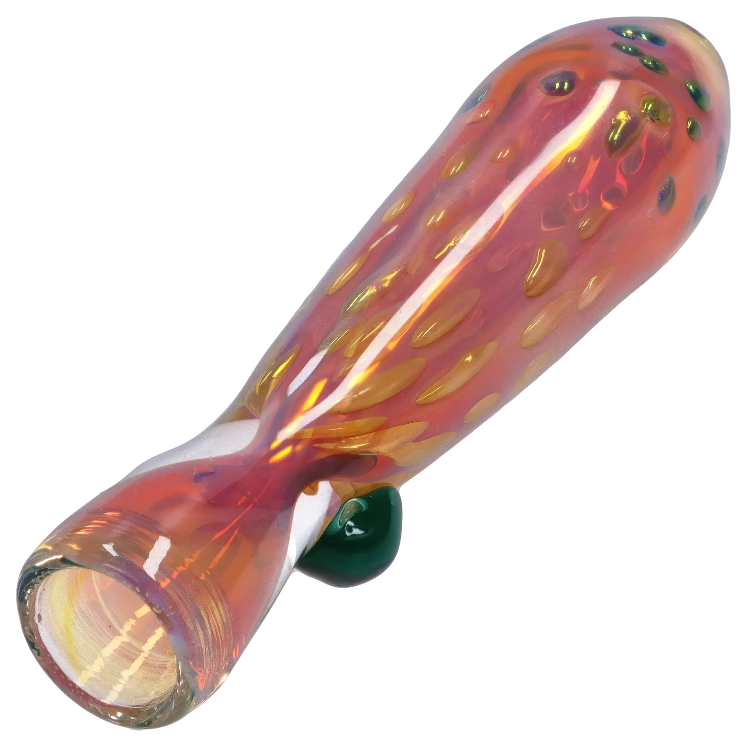 A diagonal view of the 3-inch Dankstop Gold Dot One Hitter, featuring a simple glass design. A diagonal view of the 3-inch Dankstop Gold Dot One Hitter, featuring a simple glass design.