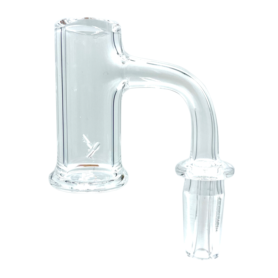 A studio shot of the Spin 3mm x 20mm Quartz Banger, displaying its clear quartz construction and cylindrical shape. A studio shot of the Spin 3mm x 20mm Quartz Banger, displaying its clear quartz construction and cylindrical shape.