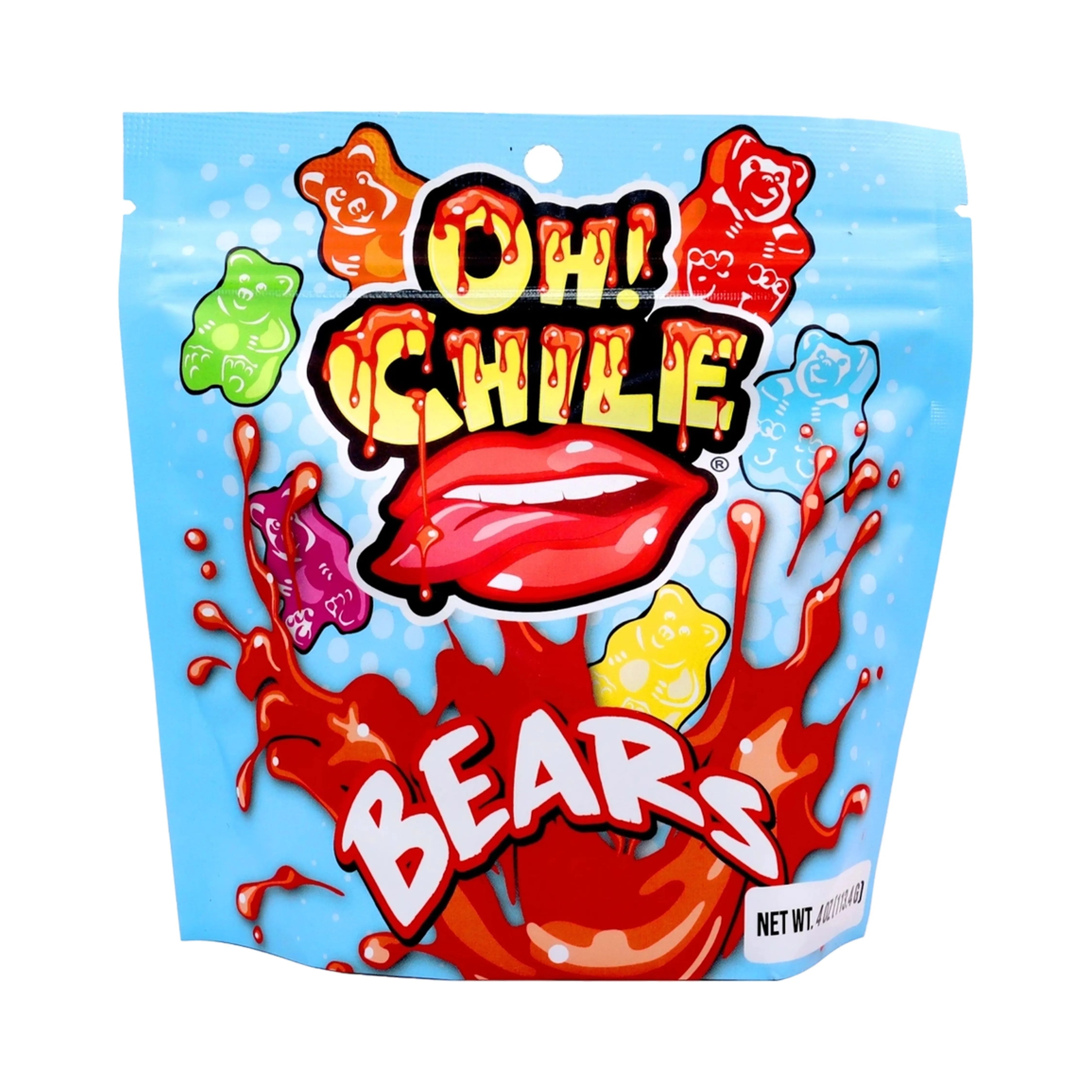 Front view of the Oh! Chile Bears packaging, showcasing colorful graphics on a silver background. Front view of the Oh! Chile Bears packaging, showcasing colorful graphics on a silver background.