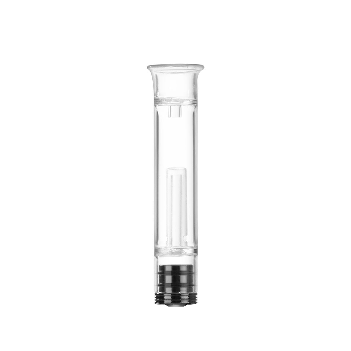 Front view of the NOVA Bubbler Attachment, a clear glass piece with a textured joint detail. Front view of the NOVA Bubbler Attachment, a clear glass piece with a textured joint detail.