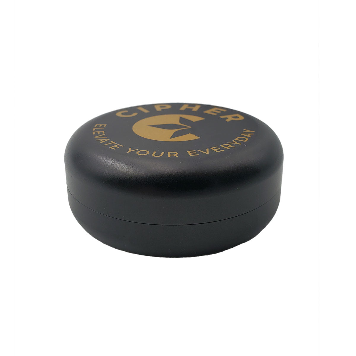 Front view of the Elevate Smell-proof Herb Container, a cylindrical container in a modern, minimalist style. Front view of the Elevate Smell-proof Herb Container, a cylindrical container in a modern, minimalist style.