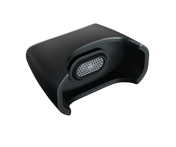 Close-up view of the G Pen Dash+ Mouthpiece Assembly, a black plastic replacement part angled against a white background. Close-up view of the G Pen Dash+ Mouthpiece Assembly, a black plastic replacement part angled against a white background.