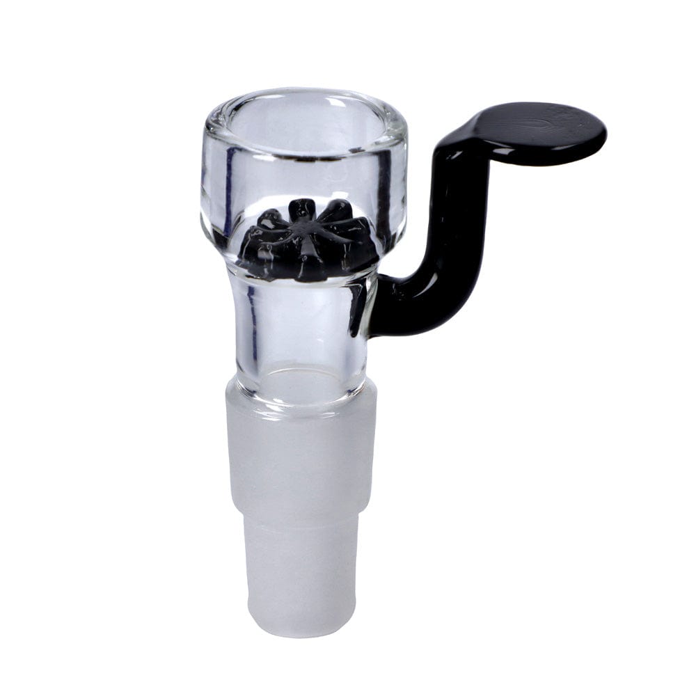 Close-up of the Glass Bowl with 2-in-1 Male Joint, showcasing its clear glass construction and visible joint connection. Close-up of the Glass Bowl with 2-in-1 Male Joint, showcasing its clear glass construction and visible joint connection.