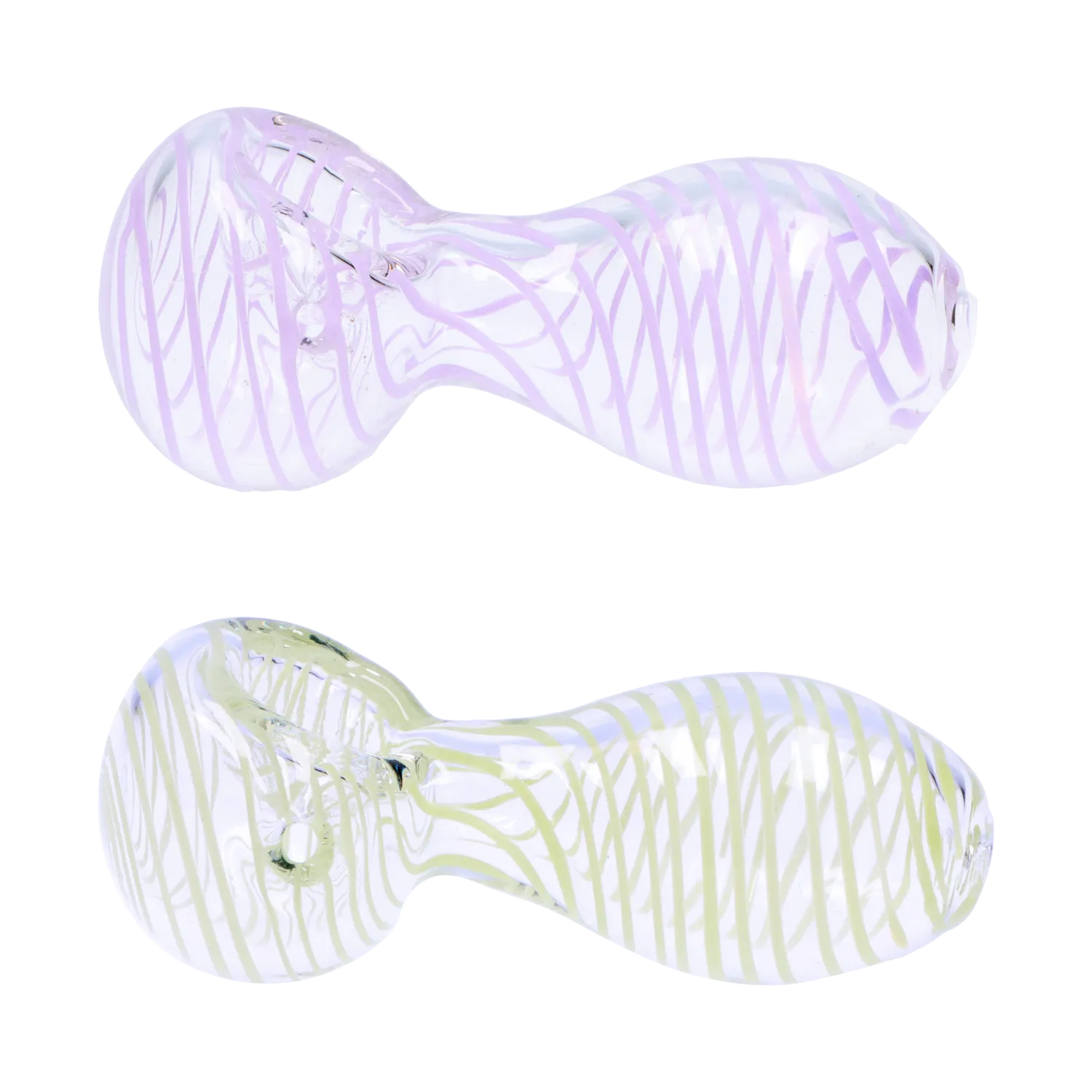 Front view of the 3-inch Glass Loose Swirl Hand Pipe, showcasing its swirling glass pattern and simple design. Front view of the 3-inch Glass Loose Swirl Hand Pipe, showcasing its swirling glass pattern and simple design.