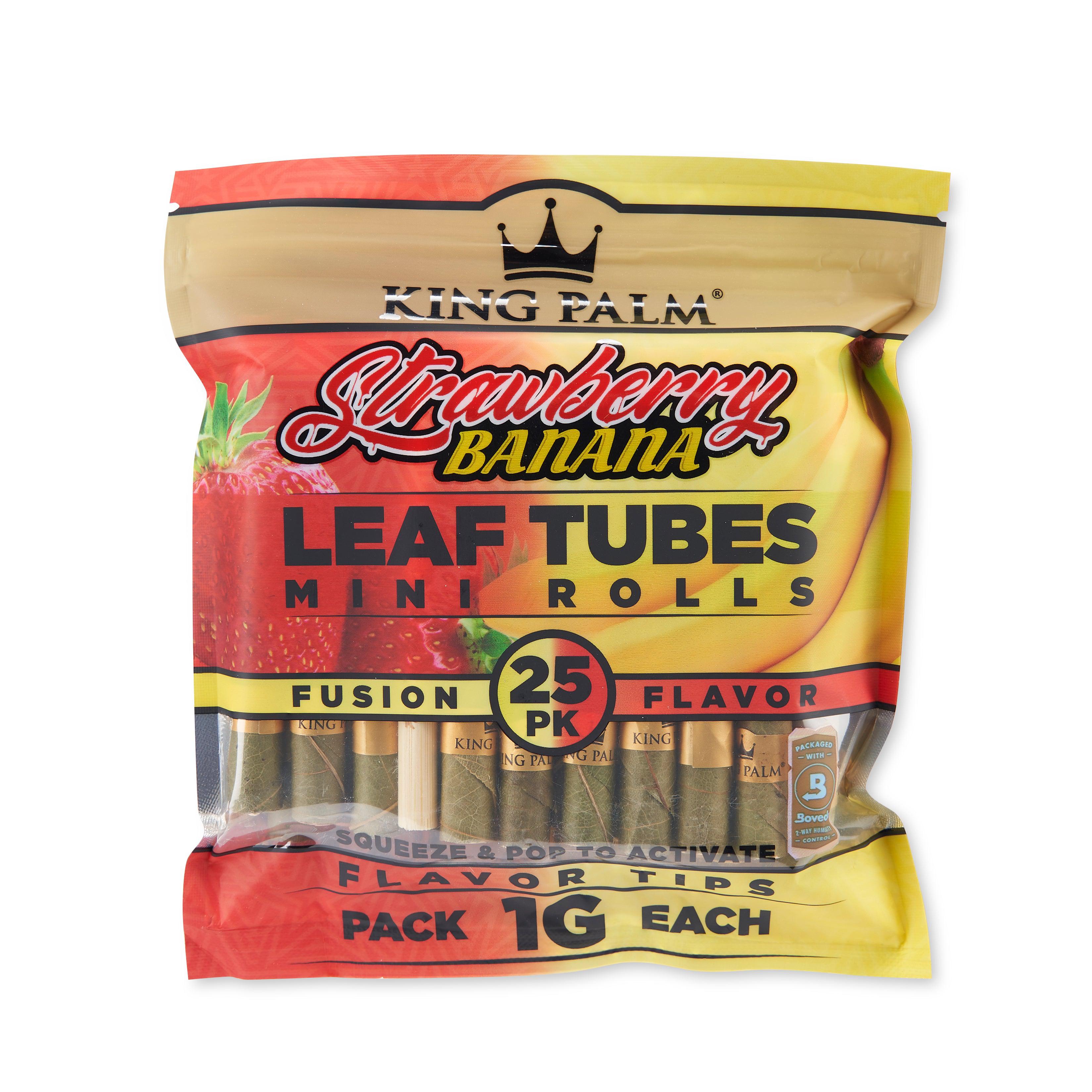 Close-up of a pack of 25 Mini Flavored Pre Roll Leaf Tubes, displaying vibrant branding and a close-up angled view. Close-up of a pack of 25 Mini Flavored Pre Roll Leaf Tubes, displaying vibrant branding and a close-up angled view.