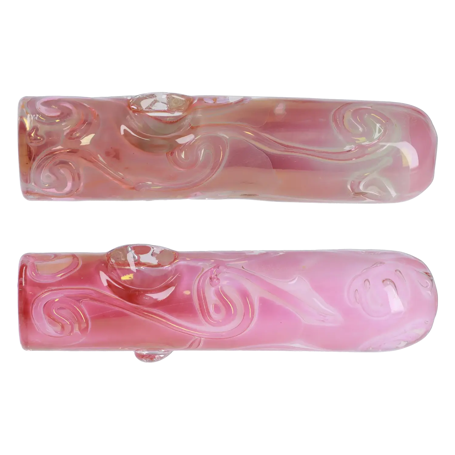 Front view of the 5-inch Slime Donut with Flat Head Spoon Pipe, displaying colorful swirls within the glass. Front view of the 5-inch Slime Donut with Flat Head Spoon Pipe, displaying colorful swirls within the glass.