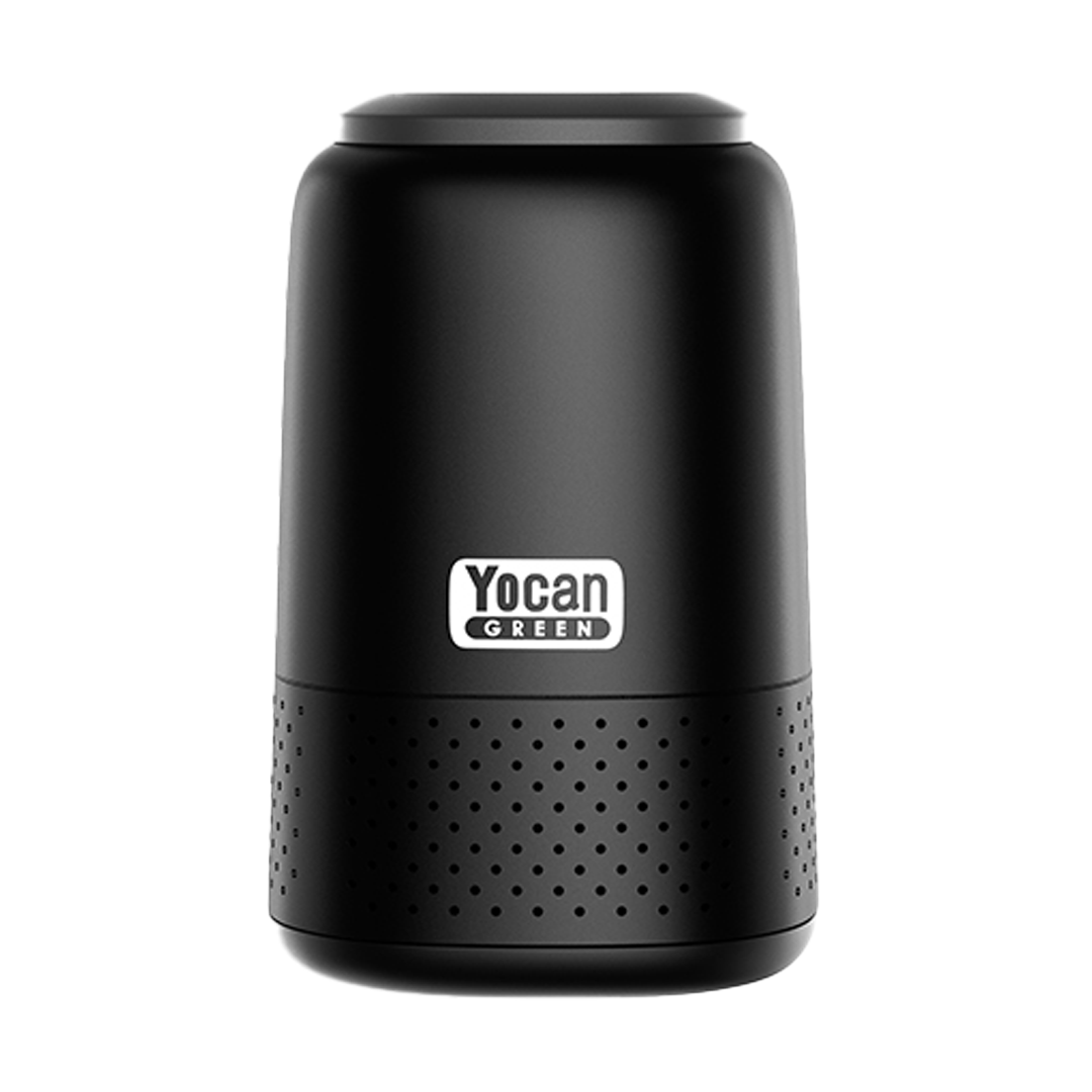 Front view of the Yocan Cloak Air Filter, a cylindrical device with a matte black finish. Front view of the Yocan Cloak Air Filter, a cylindrical device with a matte black finish.