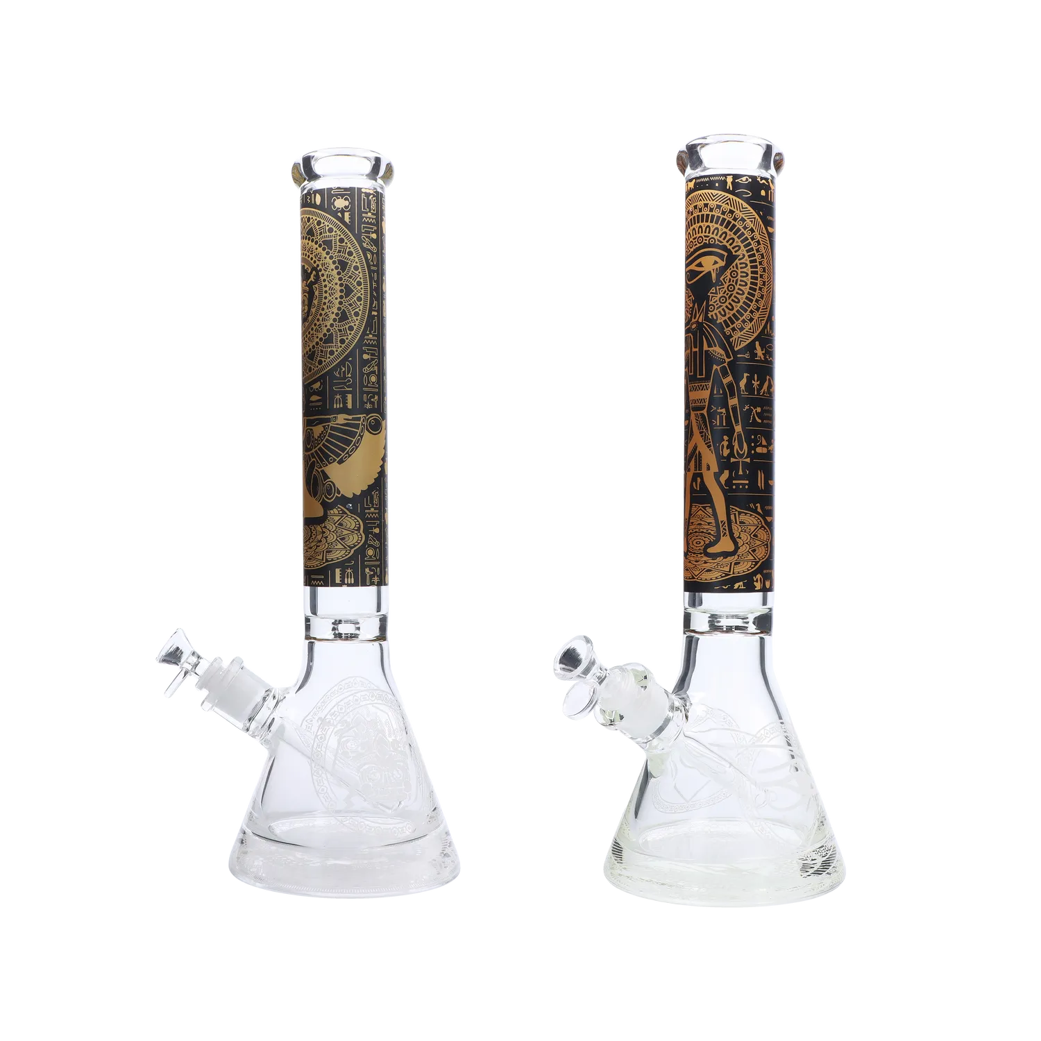 Front view of the 18-inch 9mm Heavy Mix Water Pipe, a clear glass pipe with subtle etched detailing. Front view of the 18-inch 9mm Heavy Mix Water Pipe, a clear glass pipe with subtle etched detailing.
