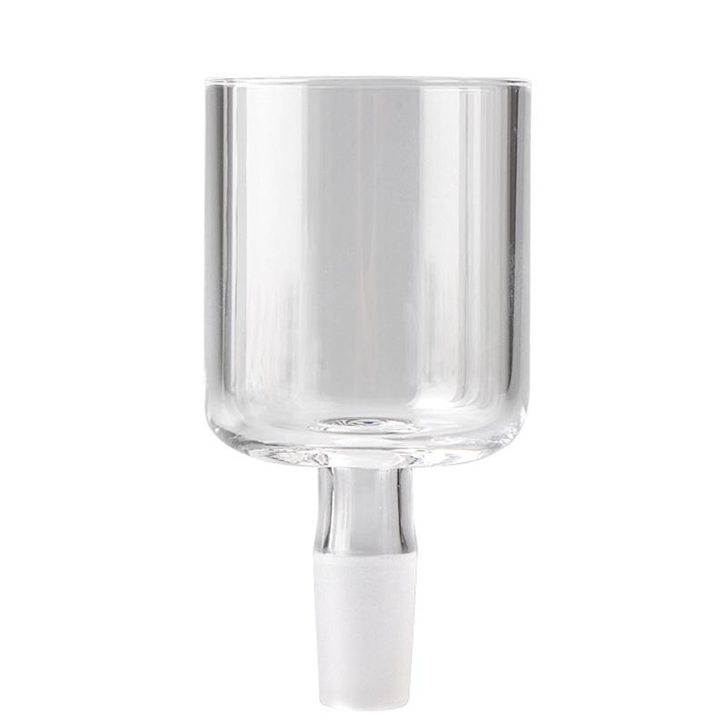 A front view of the Puffco Proxy Glass Adapter, showing the clear glass component against a plain white background. A front view of the Puffco Proxy Glass Adapter, showing the clear glass component against a plain white background.