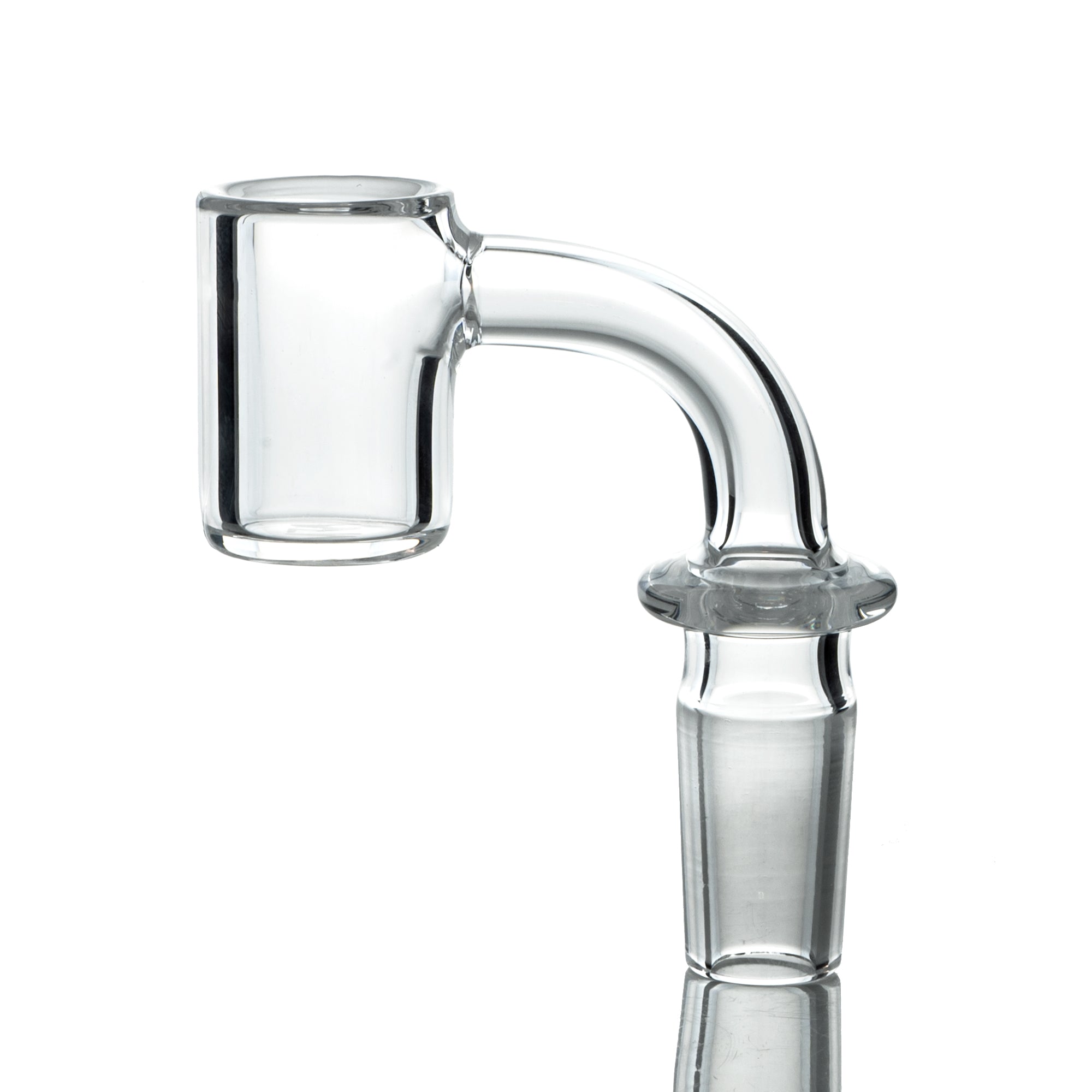 A close-up, angled view of the Beveled Edge 3mm x 20mm Quartz Banger, highlighting its clear, polished quartz construction. A close-up, angled view of the Beveled Edge 3mm x 20mm Quartz Banger, highlighting its clear, polished quartz construction.