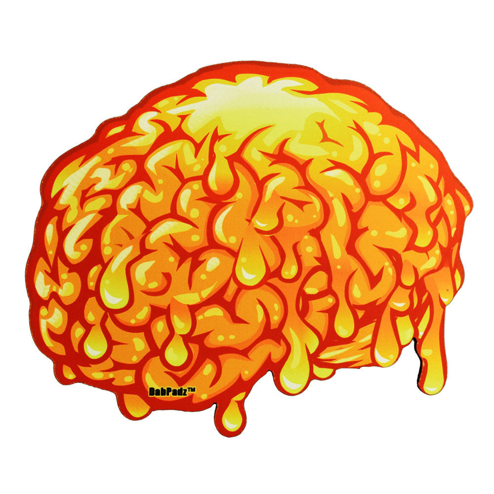 The DabPadz Die Cut Dab Mat, shaped like a brain, presents a colorful, top-down view against a plain white background. The DabPadz Die Cut Dab Mat, shaped like a brain, presents a colorful, top-down view against a plain white background.