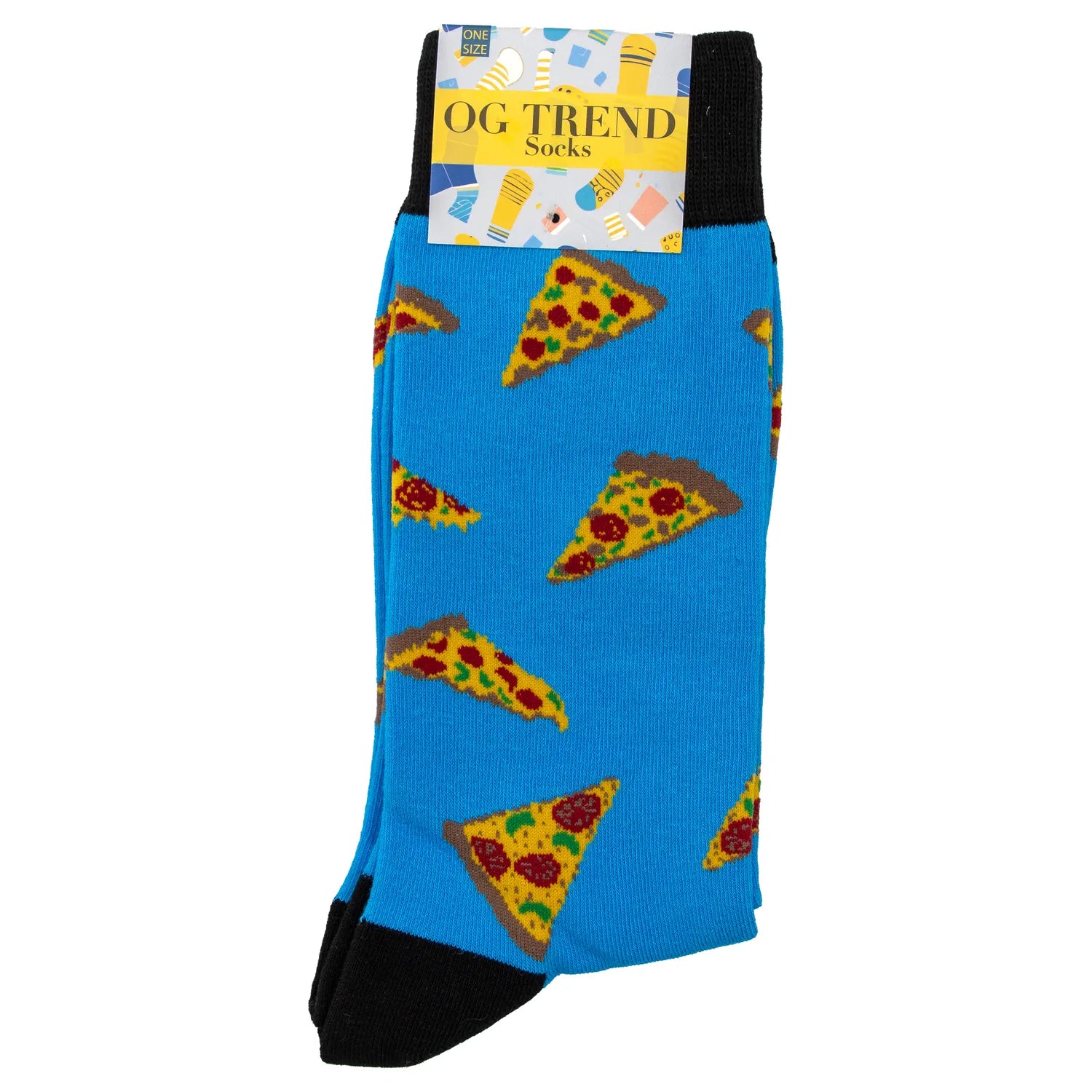 A colorful close-up of the Melty Pizza Socks, showcasing a whimsical, all-over pizza slice pattern. A colorful close-up of the Melty Pizza Socks, showcasing a whimsical, all-over pizza slice pattern.