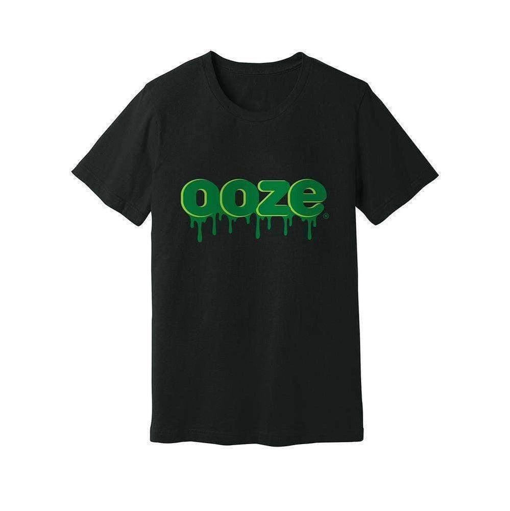 A straight-on view of the Ooze Classic Logo T-Shirt, featuring a bold, graphic logo design on a dark background. A straight-on view of the Ooze Classic Logo T-Shirt, featuring a bold, graphic logo design on a dark background.