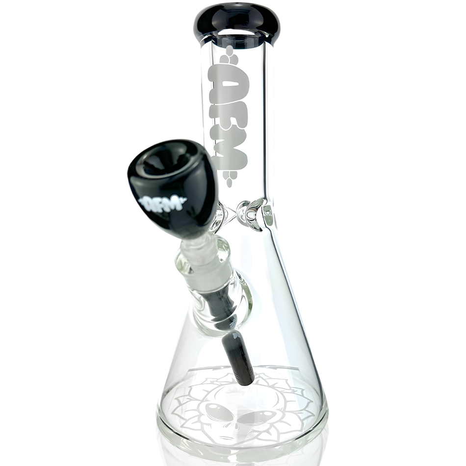 Front view of the 12" Chubbi Colored Lip Beaker Bong, showing a clear glass beaker with a colored lip and simple cylindrical form. Front view of the 12" Chubbi Colored Lip Beaker Bong, showing a clear glass beaker with a colored lip and simple cylindrical form.