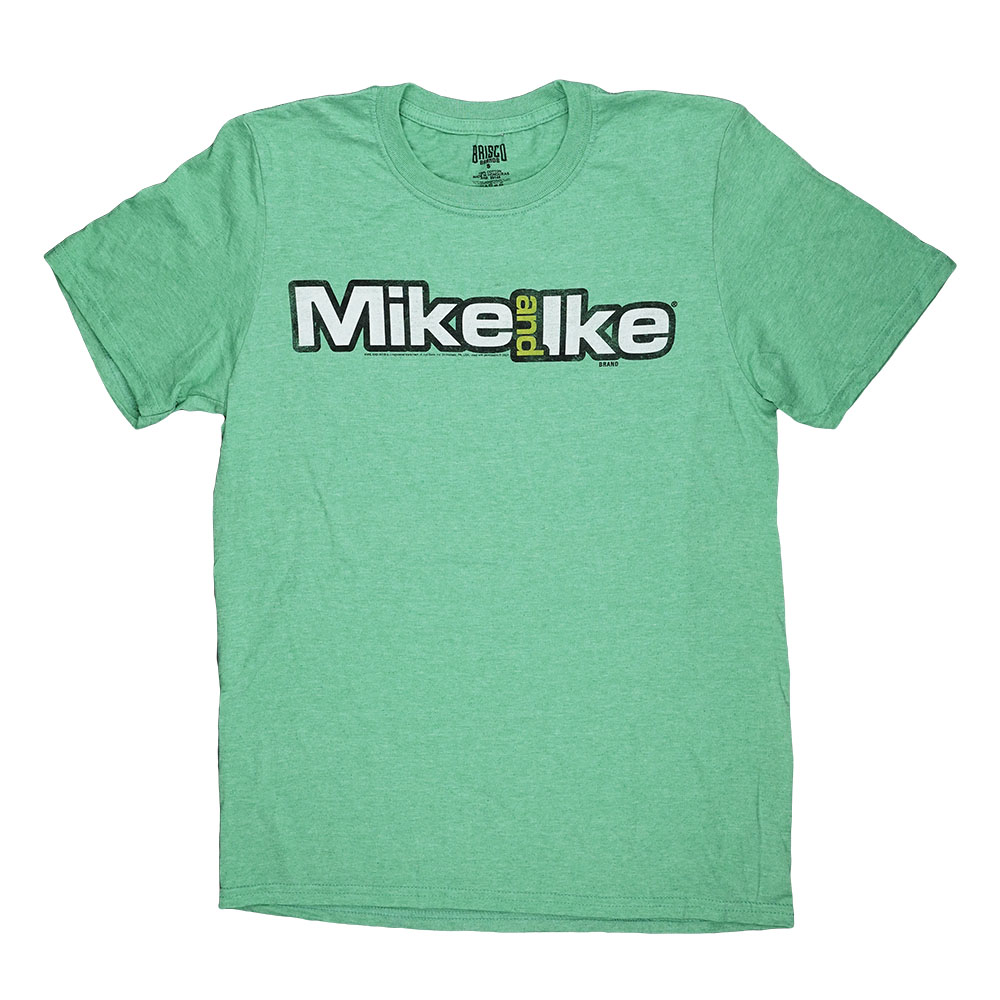 Front view of the Mike And Ike T-Shirt, a light-colored tee with branding visible on the chest. Front view of the Mike And Ike T-Shirt, a light-colored tee with branding visible on the chest.