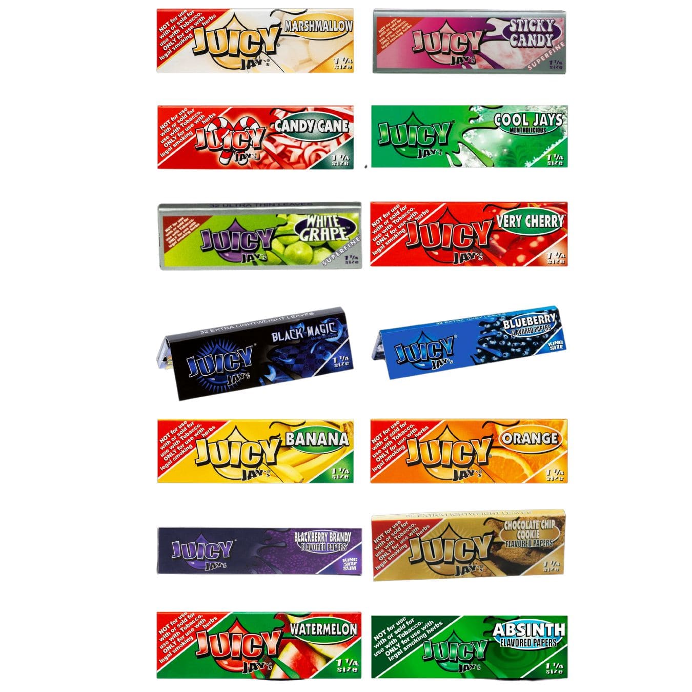 A brightly lit, angled view of a 5-pack of assorted Juicy Jay's Rolling Papers, showcasing a colorful variety of patterned designs. A brightly lit, angled view of a 5-pack of assorted Juicy Jay's Rolling Papers, showcasing a colorful variety of patterned designs.