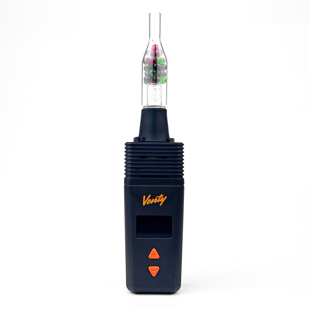 Front view of the Venty Vaporizer Beaded Cooling Stem, showcasing the cooling stem’s beaded design against a plain white background. Front view of the Venty Vaporizer Beaded Cooling Stem, showcasing the cooling stem’s beaded design against a plain white background.