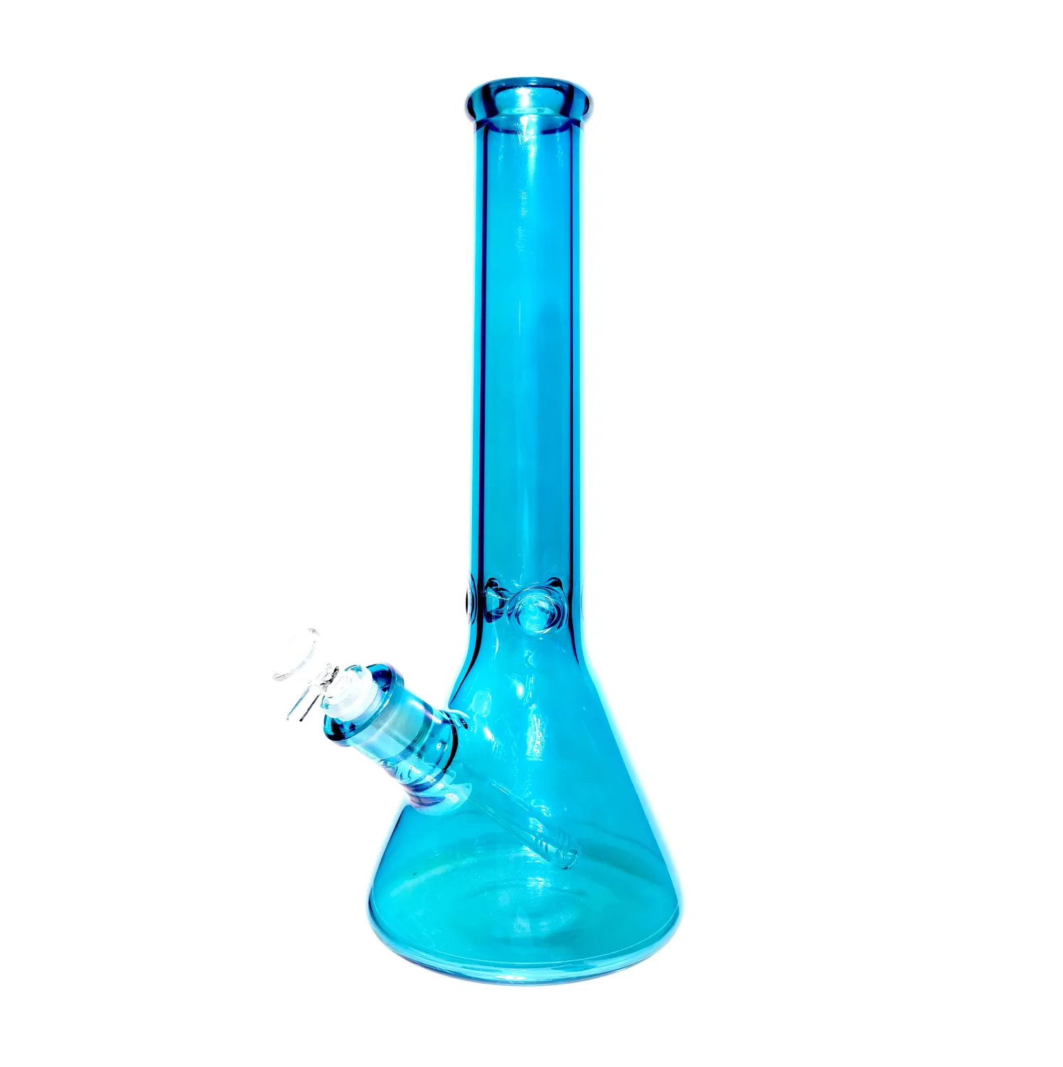 A front view of the Neon Beaker with Ice Pinch Water Pipe, showcasing its clear glass construction and simple beaker shape. A front view of the Neon Beaker with Ice Pinch Water Pipe, showcasing its clear glass construction and simple beaker shape.