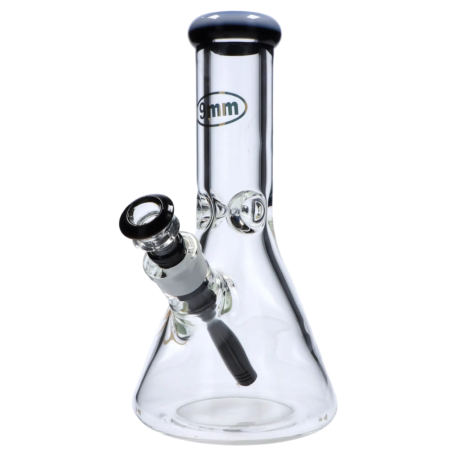 Front view of the Cali Cloud X 7mm 12-inch beaker, displaying a colored mouthpiece and clear glass construction. Front view of the Cali Cloud X 7mm 12-inch beaker, displaying a colored mouthpiece and clear glass construction.