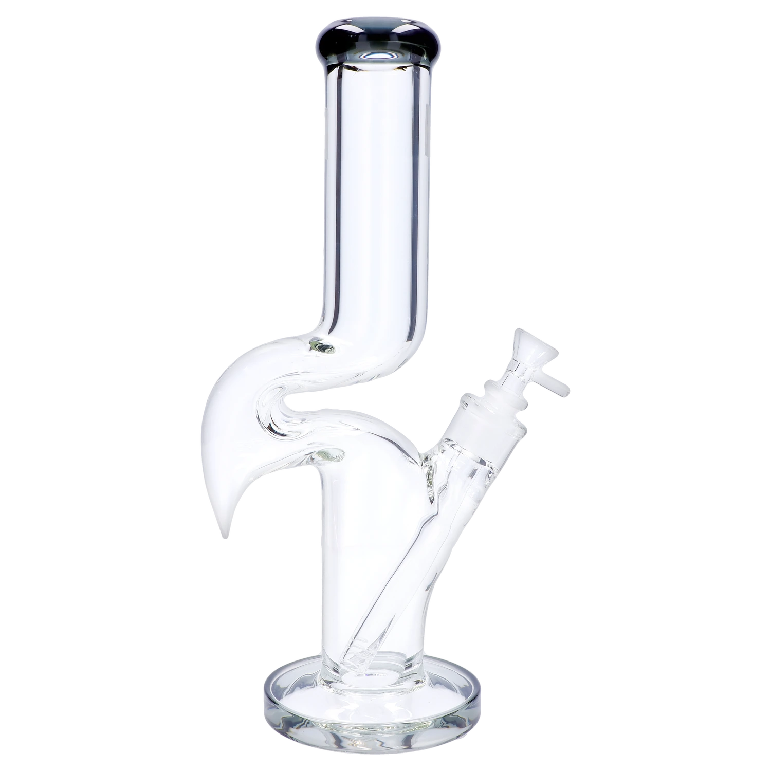 Front view of the 14-inch Zig Zag Straight Tube Water Pipe, showcasing its clear glass construction and simple cylindrical shape. Front view of the 14-inch Zig Zag Straight Tube Water Pipe, showcasing its clear glass construction and simple cylindrical shape.