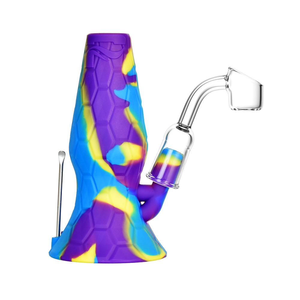 A close-up, angled view of the RIP Series Mini Lava Flow Dual Rig, showcasing its vibrant, dual-tone color scheme and joint detail. A close-up, angled view of the RIP Series Mini Lava Flow Dual Rig, showcasing its vibrant, dual-tone color scheme and joint detail.