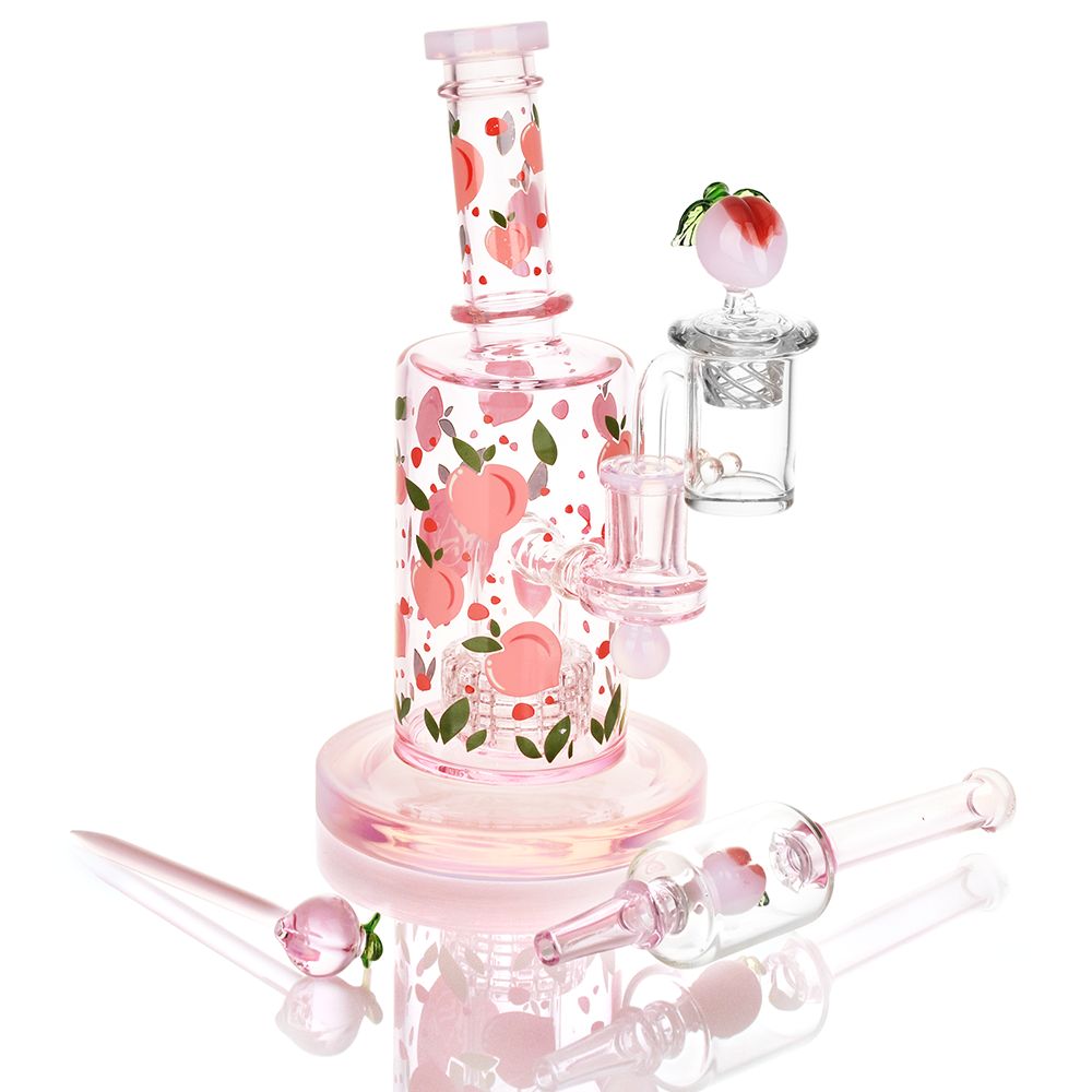 Pulsar Fruit Series Peaches & Cream Glow in The Dark Dab Rig Kit - 8" / 14mm F Pulsar Fruit Series Peaches & Cream Glow in The Dark Dab Rig Kit - 8" / 14mm F