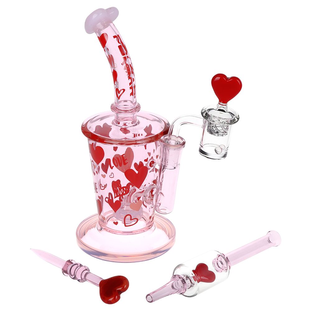 Pulsar Valentine's Love Hearts Glass Dab Rig Set - 8.5" / 14mm F Pulsar Valentine's Love Hearts Glass Dab Rig Set - 8.5" / 14mm F