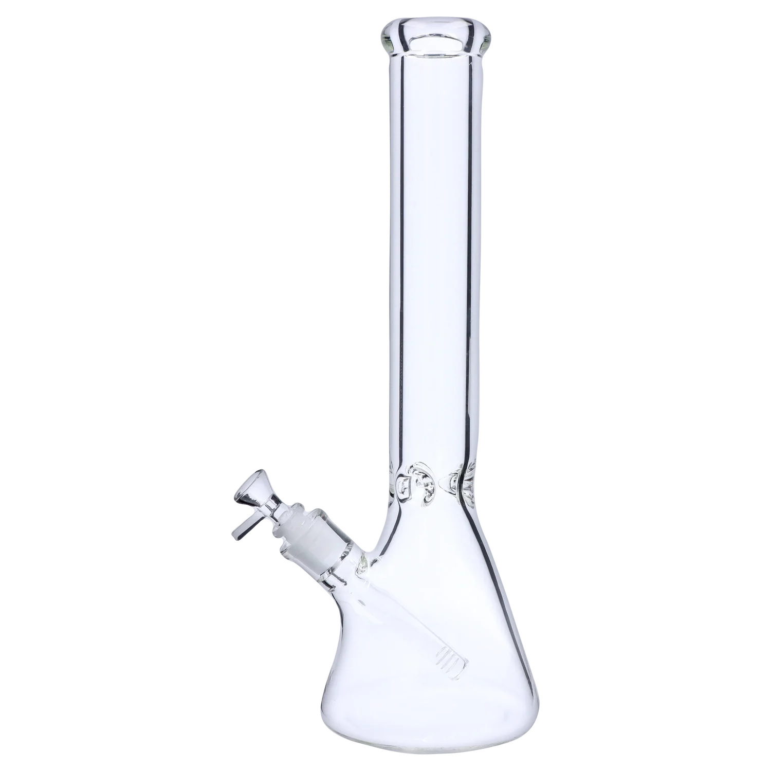 Front view of the 18-inch 5mm Beaker with Ice Pinch, showcasing its clear glass construction and simple beaker shape. Front view of the 18-inch 5mm Beaker with Ice Pinch, showcasing its clear glass construction and simple beaker shape.