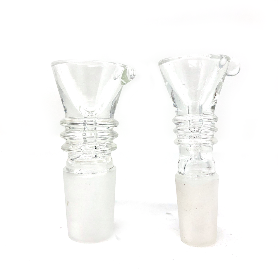 A close-up, angled view of the Clear Basic Bong Bowl Piece, showcasing its clear glass construction and joint detail. A close-up, angled view of the Clear Basic Bong Bowl Piece, showcasing its clear glass construction and joint detail.