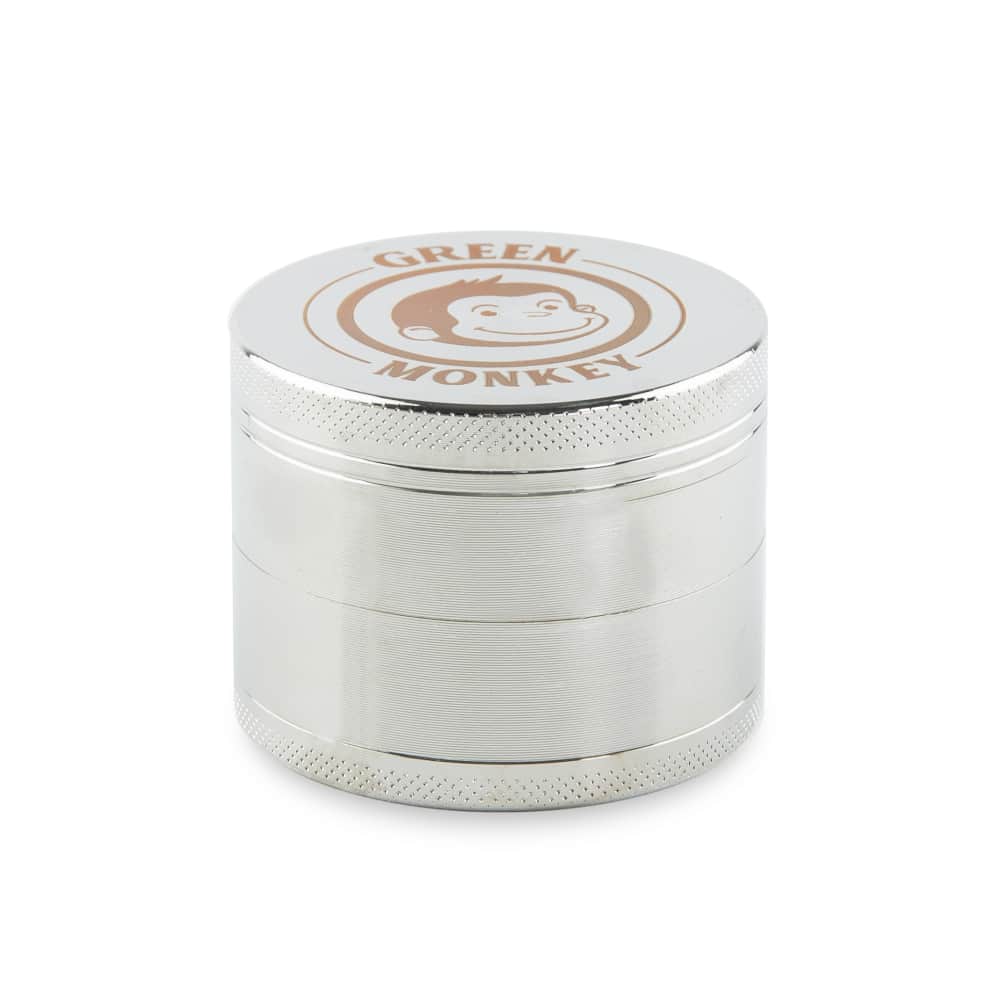 A front view of the Capuchin 50mm Grinder, showcasing its cylindrical, metallic design with textured grip bands. A front view of the Capuchin 50mm Grinder, showcasing its cylindrical, metallic design with textured grip bands.