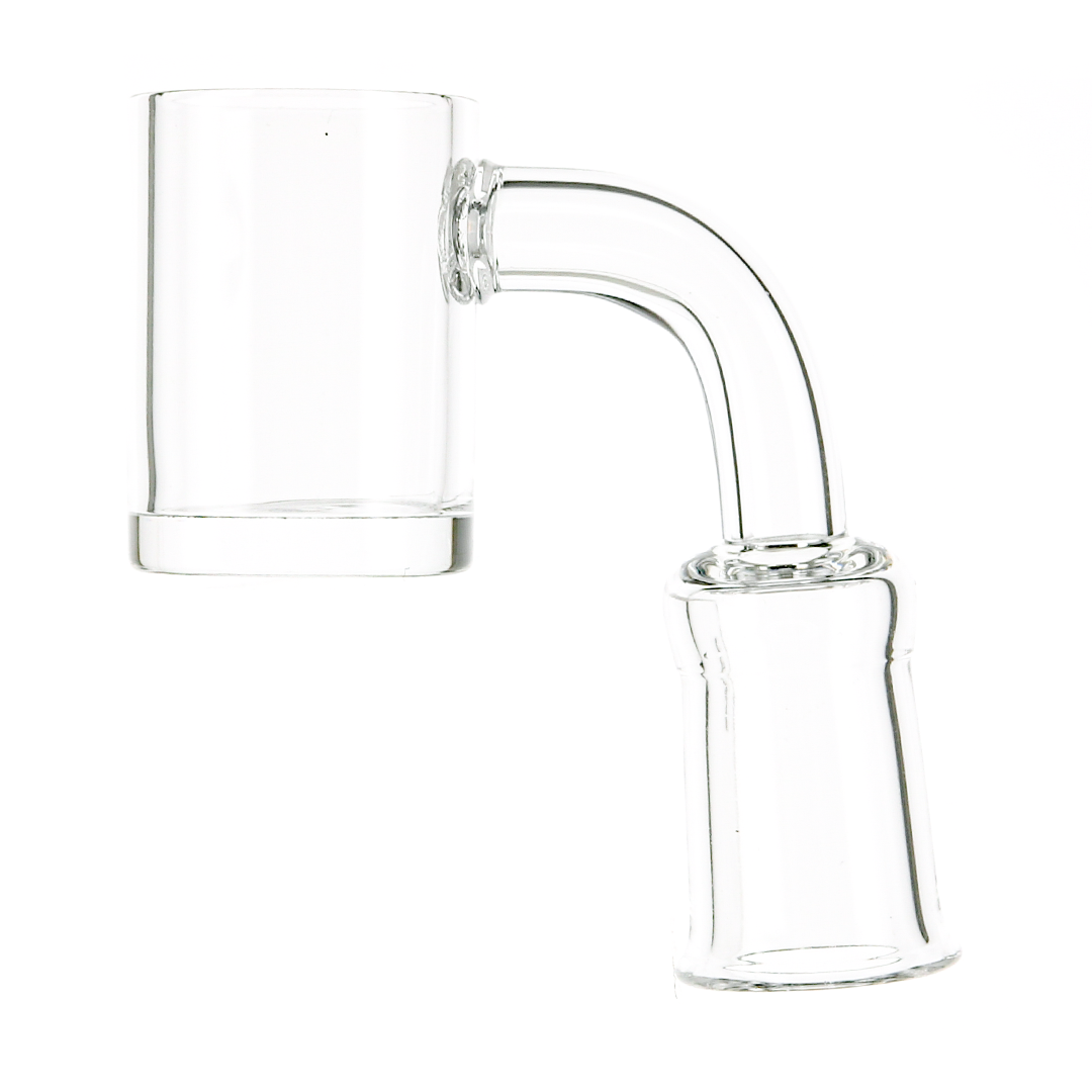 A close-up, angled view of the Banger 3-Pack, showing the clear glass construction of the dab nail. A close-up, angled view of the Banger 3-Pack, showing the clear glass construction of the dab nail.