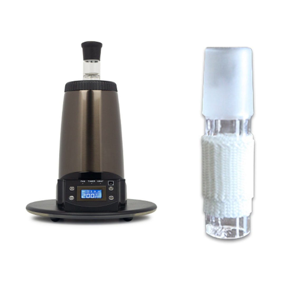 Front view of the Desktop Vaporizer Replacement Parts, showcasing a clear glass component against a white background. Front view of the Desktop Vaporizer Replacement Parts, showcasing a clear glass component against a white background.