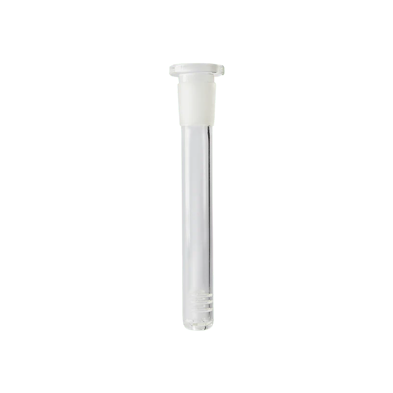 The Glass Diffuser Downstem is shown in a close-up, vertical view of the clear glass tube. The Glass Diffuser Downstem is shown in a close-up, vertical view of the clear glass tube.