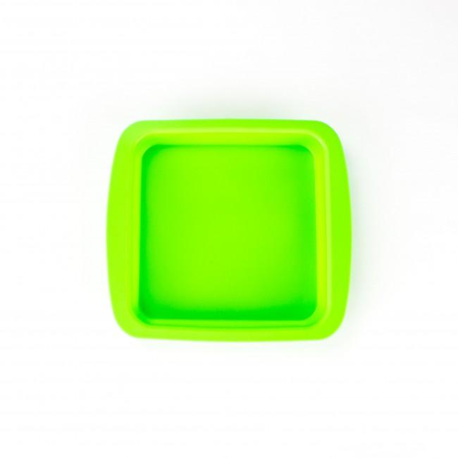 Overhead view of the Silicone Square Plate 22cm X 25cm, a simple, empty dish with a smooth, flat surface. Overhead view of the Silicone Square Plate 22cm X 25cm, a simple, empty dish with a smooth, flat surface.