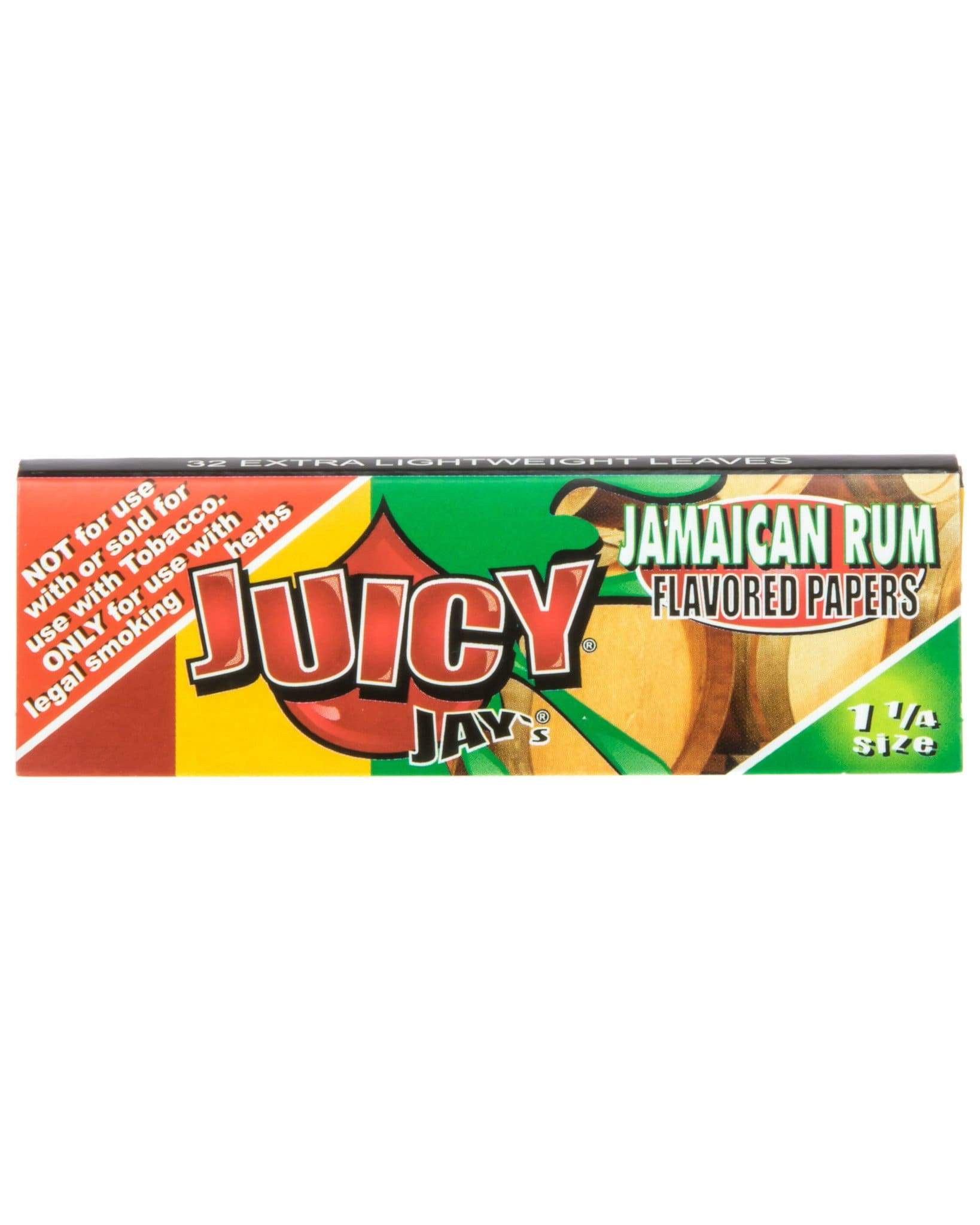 A close-up of Jamaican Rum 1-1/4 Rolling Papers, showing the packaged booklet against a plain white background. A close-up of Jamaican Rum 1-1/4 Rolling Papers, showing the packaged booklet against a plain white background.