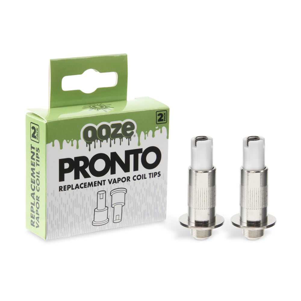 A close-up of the two Pronto Replacement Vapor Coil Tips in their packaging, displayed against a plain white background. A close-up of the two Pronto Replacement Vapor Coil Tips in their packaging, displayed against a plain white background.