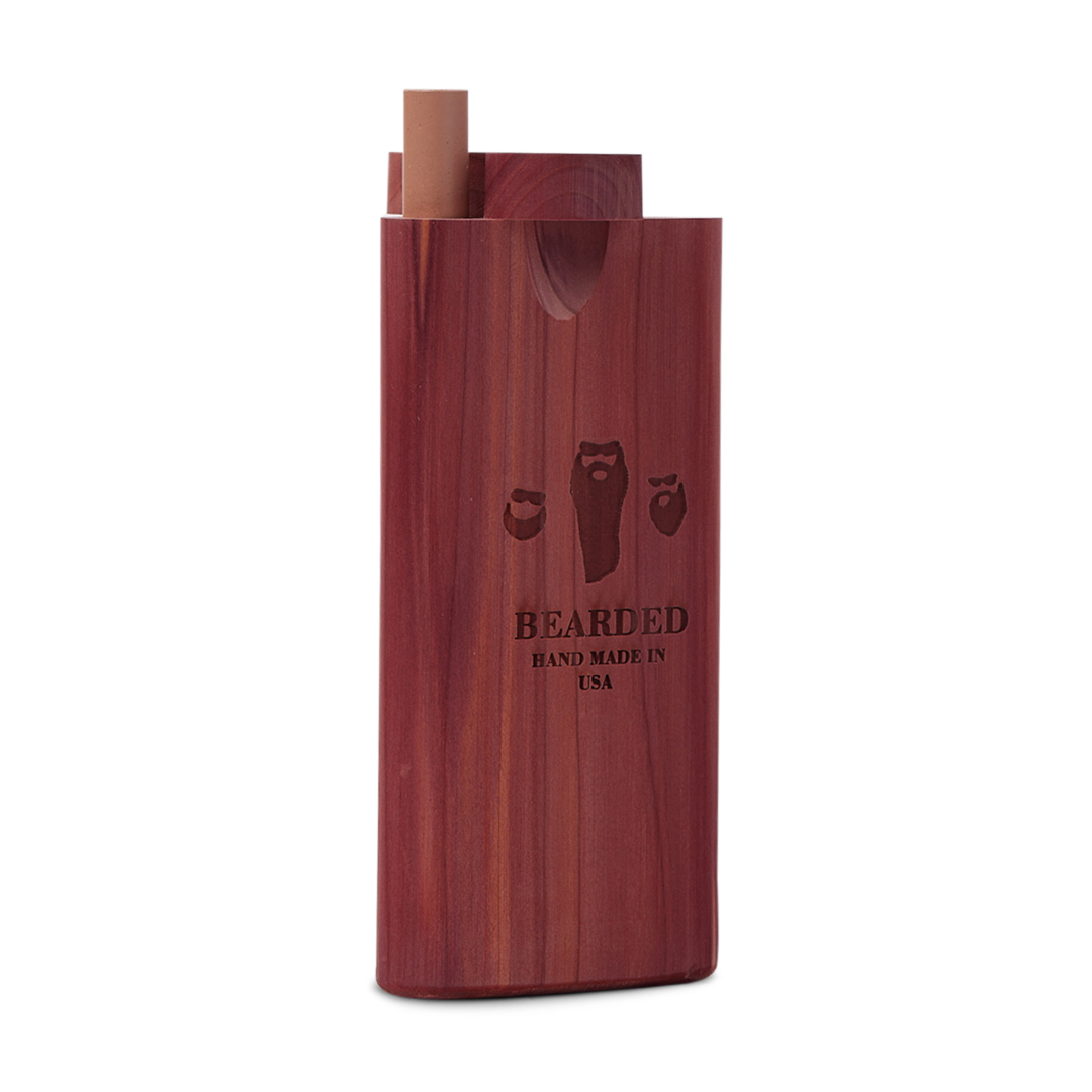 Front view of the Classic Dugout, a dark wooden box with a simple, rectangular design and smooth finish. Front view of the Classic Dugout, a dark wooden box with a simple, rectangular design and smooth finish.