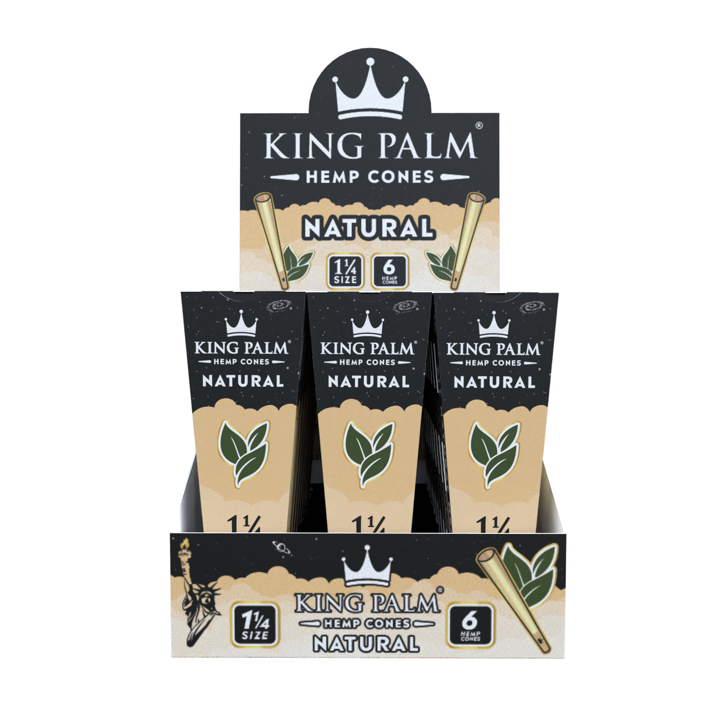 Front view of a box of Natural Hemp Cones, displaying the brand logo and a clean, minimalist design. Front view of a box of Natural Hemp Cones, displaying the brand logo and a clean, minimalist design.