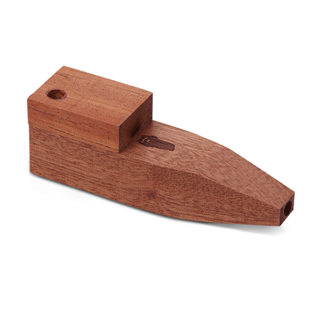 Square Wood Pipe with Lid displayed in a three-quarter view, showing the dark brown wood grain and simple rectangular form. Square Wood Pipe with Lid displayed in a three-quarter view, showing the dark brown wood grain and simple rectangular form.