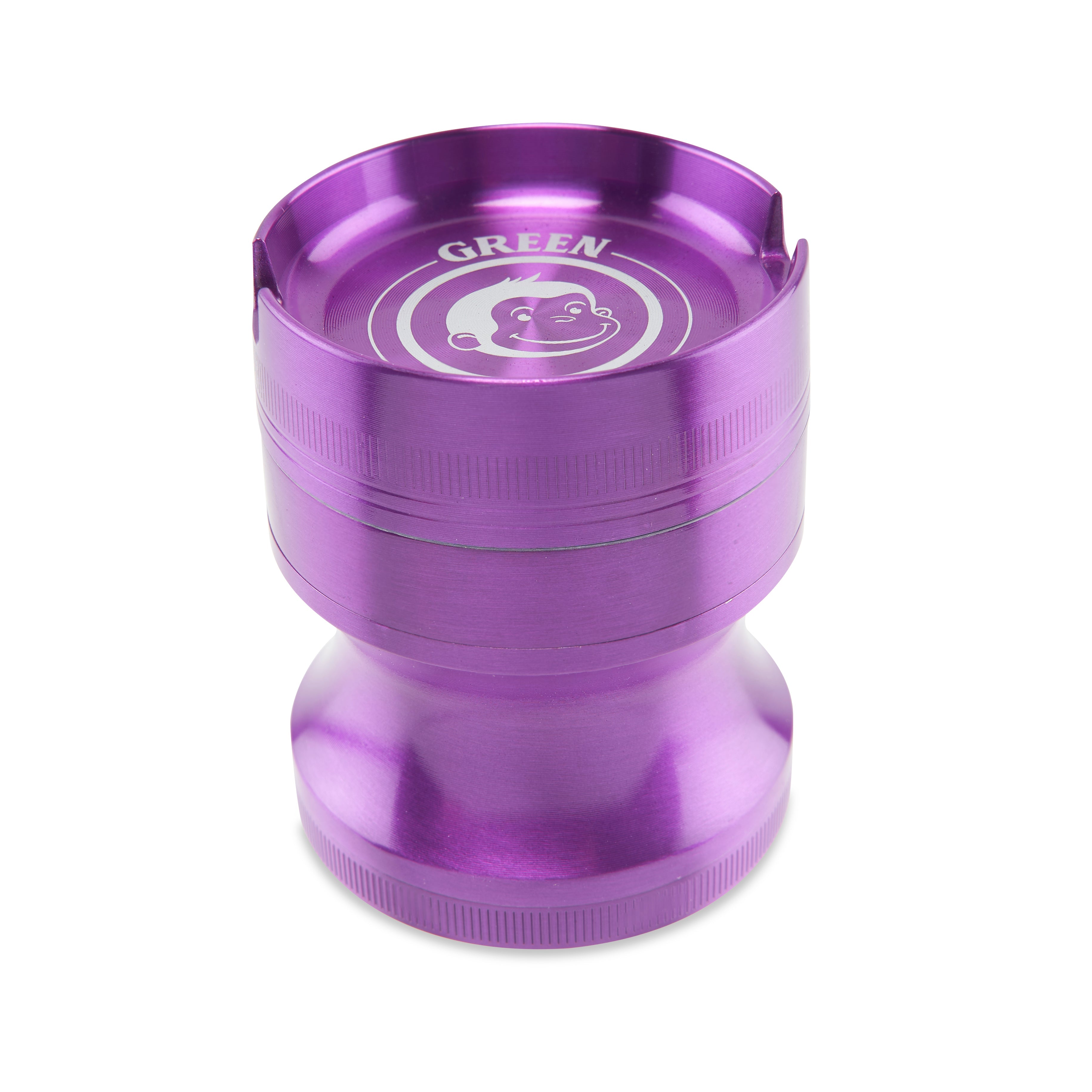A close-up, angled view of the Chacma 63mm Grinder, featuring a metallic purple finish and smooth, cylindrical design. A close-up, angled view of the Chacma 63mm Grinder, featuring a metallic purple finish and smooth, cylindrical design.