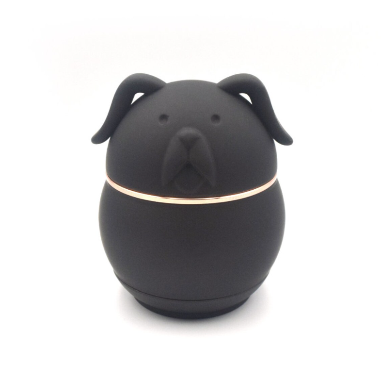 A front view of the Aluminum Cute Animal Grinder, showcasing its rounded shape and smooth, metallic finish against a plain white backdrop. A front view of the Aluminum Cute Animal Grinder, showcasing its rounded shape and smooth, metallic finish against a plain white backdrop.