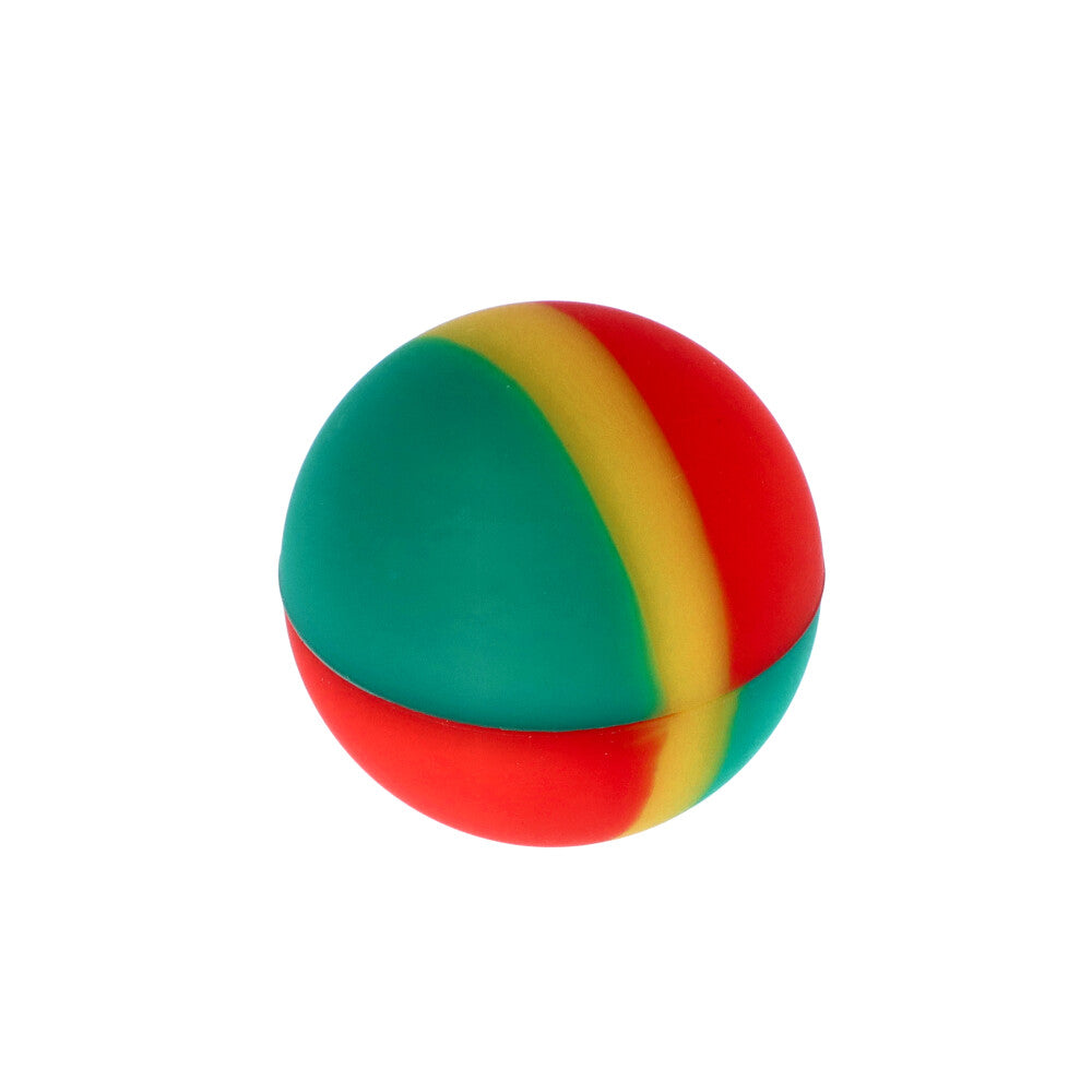 Front view of the Silicone Ball Container, a rounded silicone container isolated on a white background. Front view of the Silicone Ball Container, a rounded silicone container isolated on a white background.