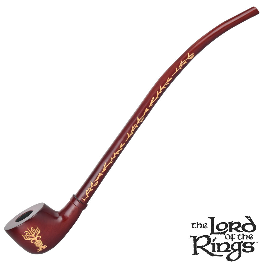 A close-up, angled view of the Rivendell Shire Pipe, showcasing its detailed, patterned design against a plain white backdrop. A close-up, angled view of the Rivendell Shire Pipe, showcasing its detailed, patterned design against a plain white backdrop.