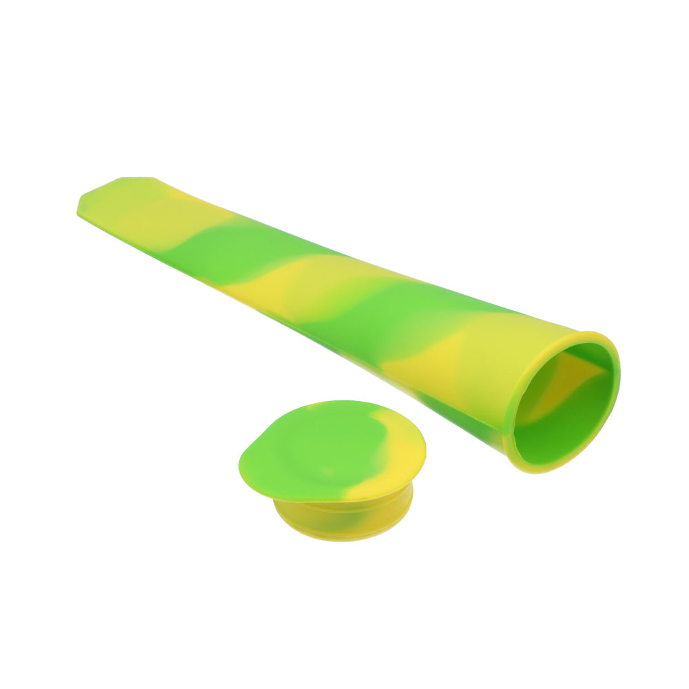 A top-down view of the Silicone Ice Pop Mold with Lid, showing the empty, rounded mold and its separate, circular lid. A top-down view of the Silicone Ice Pop Mold with Lid, showing the empty, rounded mold and its separate, circular lid.