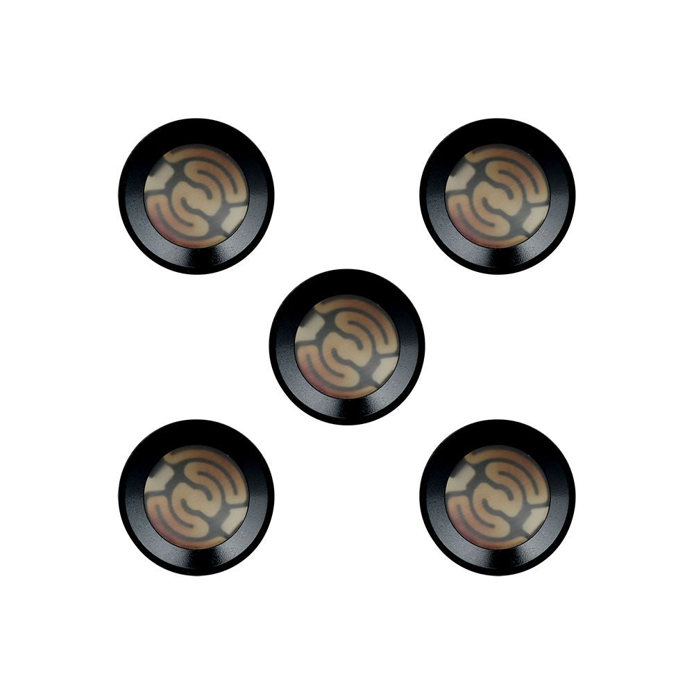 Close-up view of the APX eRig Atomizer, showcasing a circular, metallic component against a dark background. Close-up view of the APX eRig Atomizer, showcasing a circular, metallic component against a dark background.